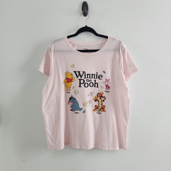 Disney Tops - Disney Winnie the Pooh Pink T-Shirt Eeyore Tigger Piglet Short Sleeve size XL